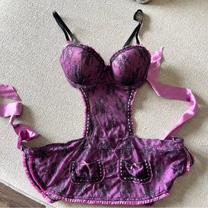 Fredericks Flirty Purple Maid Lingerie Size Medium